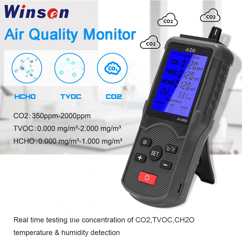 1pc Multifunctional Air Quality Tester CO2 TVOC Meter Temperature Humidity Measuring Device Gas Detector
1pc Multifunctional Air Quality Tester CO2 TVOC Meter Temperature Humidity Measuring Device Gas Detector