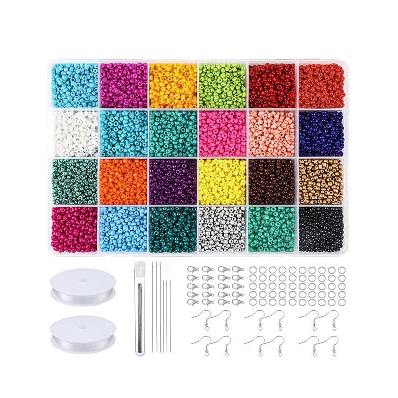 2Mm Glass Seed Beads 24 Colors Total About 20000Pcs,Small Seed Beads Kit With Needles,String Beads For Jewelry Making
2Mm Glass Seed Beads 24 Colors Total About 20000Pcs,Small Seed Beads Kit With Needles,String Beads For Jewelry Making