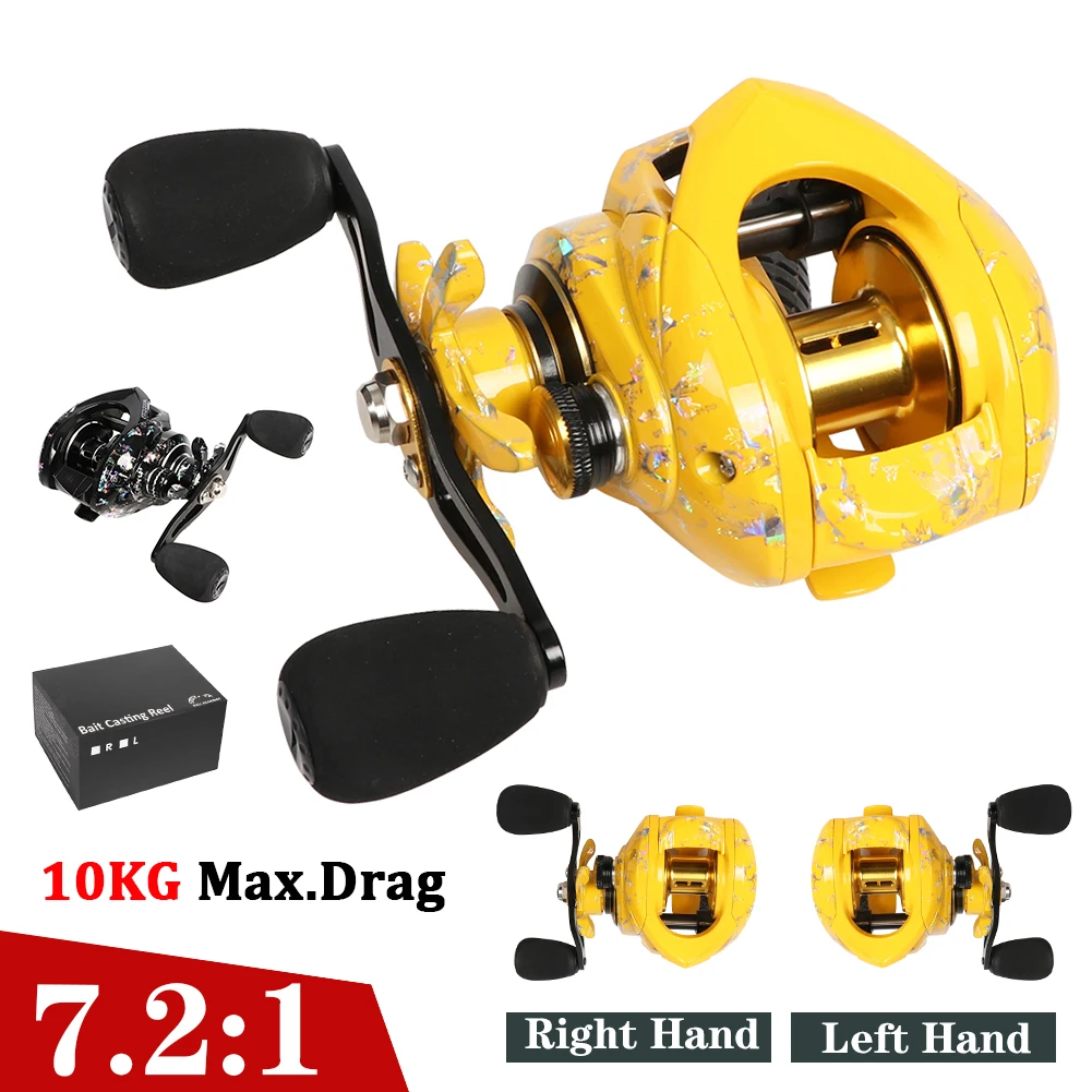 Lightweight Baitcasting Reel 10KG Max. Drag 7.2:1 Gear Ratio Fishing Reel for Carp Bass Freshwater Saltwater Fishing Accessories
Lightweight Baitcasting Reel 10KG Max. Drag 7.2:1 Gear Ratio Fishing Reel for Carp Bass Freshwater Saltwater Fishing Accessories
