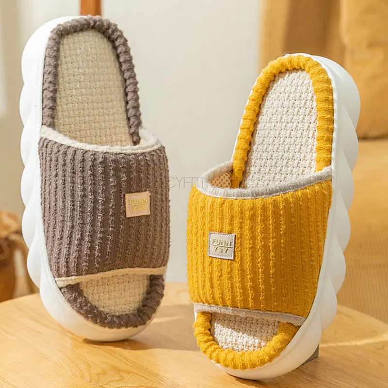 Classic Solid Striped Indoor Slippers Woman Flax Casual Open Toe Home Slides Linen Non-Slip Female House Slippers Couples Shoes
Classic Solid Striped Indoor Slippers Woman Flax Casual Open Toe Home Slides Linen Non-Slip Female House Slippers Couples Shoes