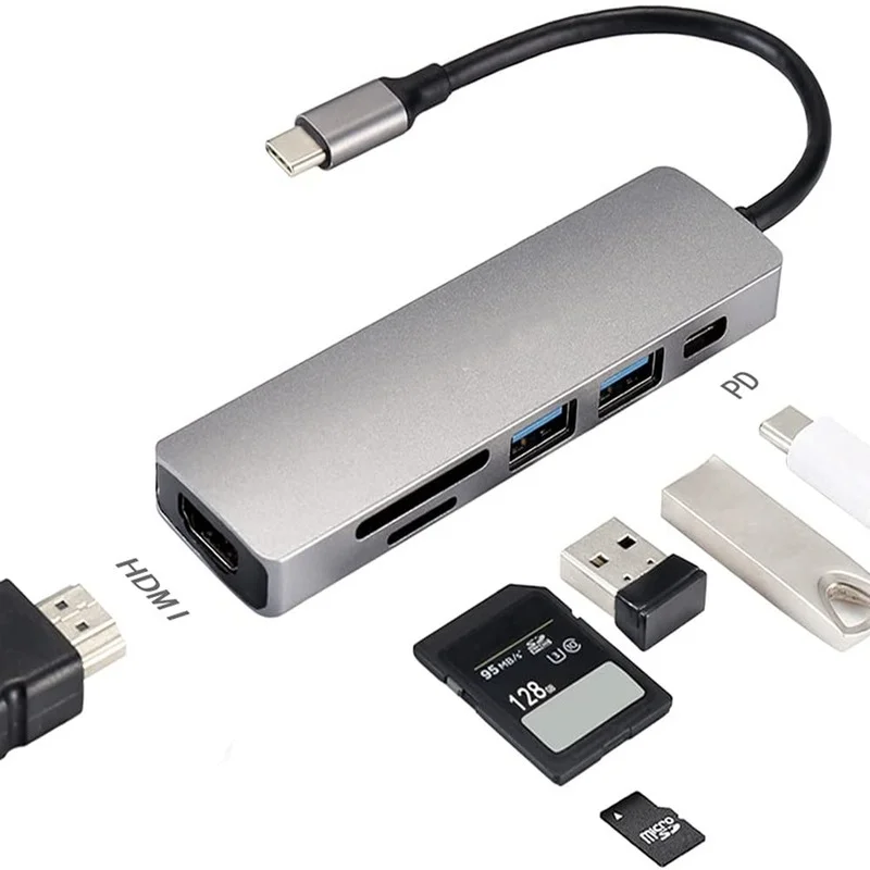 Док-станция USB C 6 в 1, адаптер с 4K HDMI, USB 3,0, SD/TF, 87 Вт, PD Thunderbolt 3, аксессуары для MacBook Pro и ПК
Док-станция USB C 6 в 1, адаптер с 4K HDMI, USB 3,0, SD/TF, 87 Вт, PD Thunderbolt 3, аксессуары для MacBook Pro и ПК