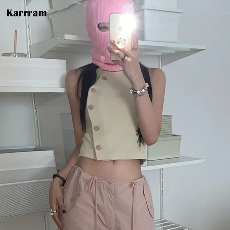Karrram Korean Fashion Patchwork Tank Tops Chic Irregualr Crop Tops Japanese Style Knit Vest Kpop Designer Clothes Streetwear
Karrram Korean Fashion Patchwork Tank Tops Chic Irregualr Crop Tops Japanese Style Knit Vest Kpop Designer Clothes Streetwear