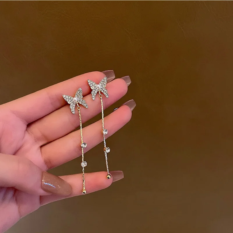 Exquisite Butterfly Tassel Earrings For Women Fashion Girl Party Dangle Earings Imitation Pearl Jewelry Zircon Accessories Gift
Exquisite Butterfly Tassel Earrings For Women Fashion Girl Party Dangle Earings Imitation Pearl Jewelry Zircon Accessories Gift