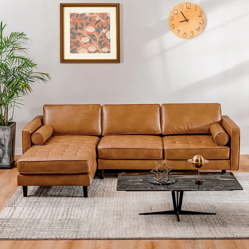 105 Feet Air Leather L-Shaped Sectional Sofa with Chaise Lounge and 2 Bolster Pillows High-end Living Room Leather Sofa
105 Feet Air Leather L-Shaped Sectional Sofa with Chaise Lounge and 2 Bolster Pillows High-end Living Room Leather Sofa
