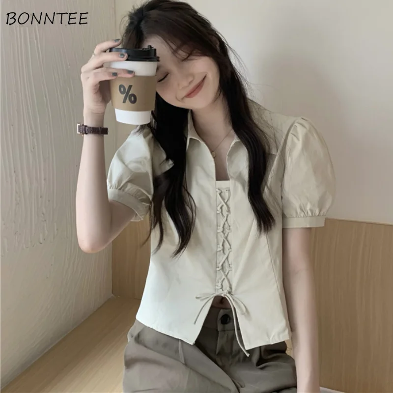 Blouses Women Design Bandage Personality Crop Simple Pure Elegant All-match Ulzzang Sweet Summer Puff Sleeve Fashion Daily Mujer
Blouses Women Design Bandage Personality Crop Simple Pure Elegant All-match Ulzzang Sweet Summer Puff Sleeve Fashion Daily Mujer