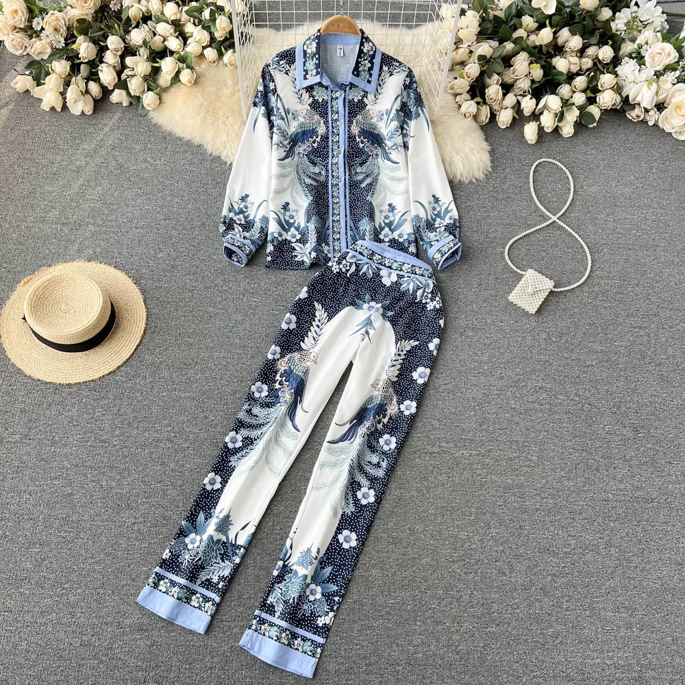D514 Women 2022 New Fashion Printed Lapel Slim Long Sleeve Shirt Tops + Casual Pants Two Piece Sets
D514 Women 2022 New Fashion Printed Lapel Slim Long Sleeve Shirt Tops + Casual Pants Two Piece Sets