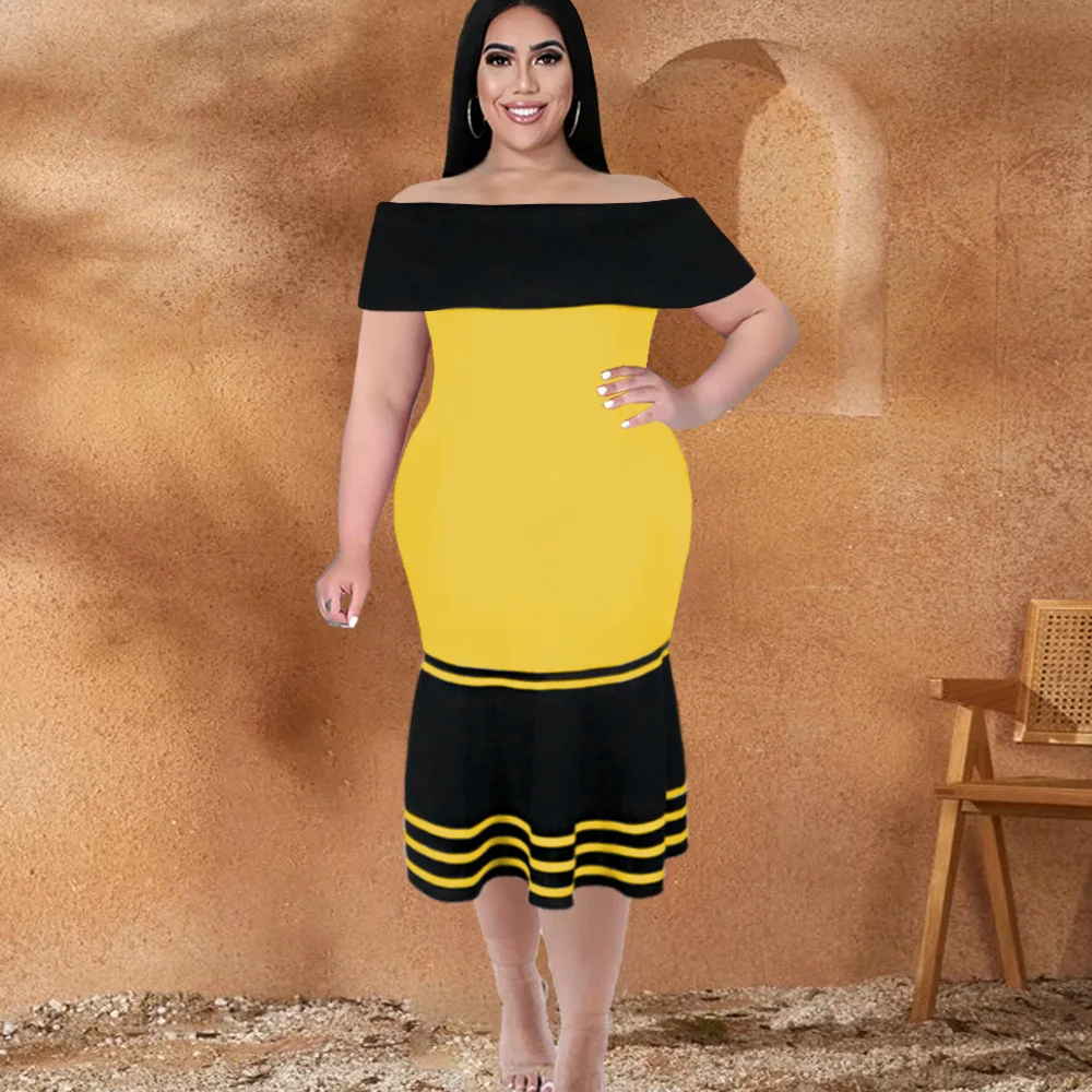Women's Dress Party Dresses Plus Size Sexy Off-the-shoulder Stitching Contrasting Color High Waist Bag Hip Autumn Spring
Women's Dress Party Dresses Plus Size Sexy Off-the-shoulder Stitching Contrasting Color High Waist Bag Hip Autumn Spring