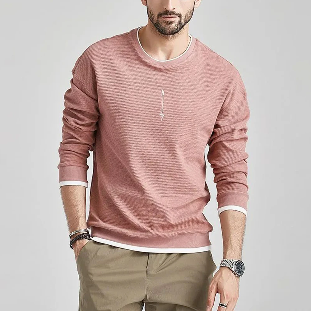 Men's Spring Autumn Winter Fashion Fake Two Piece Sweatshirt Simple Joker O-Neck Pullover T Shirt Daily Basic Pullover Tops Male 
Men's Spring Autumn Winter Fashion Fake Two Piece Sweatshirt Simple Joker O-Neck Pullover T Shirt Daily Basic Pullover Tops Male