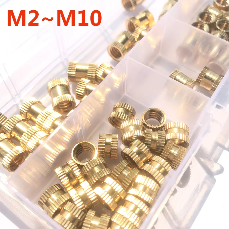 Insert M2 M3 M4 M5 M8 M10 Brass Knurled Threaded Insert Nuts Set Injection Molding Embedded Copper Nut for 3D Printing Plastic 
Insert M2 M3 M4 M5 M8 M10 Brass Knurled Threaded Insert Nuts Set Injection Molding Embedded Copper Nut for 3D Printing Plastic