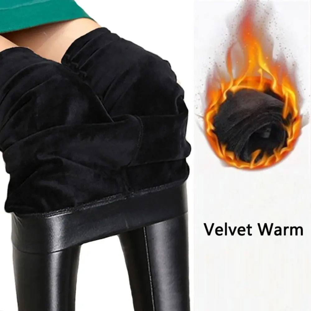 High Waist Thick Winter Leggings Sexy Fleece Lined PU Leather Black Leather Leggings Ankle-Length Women Pants Women
High Waist Thick Winter Leggings Sexy Fleece Lined PU Leather Black Leather Leggings Ankle-Length Women Pants Women