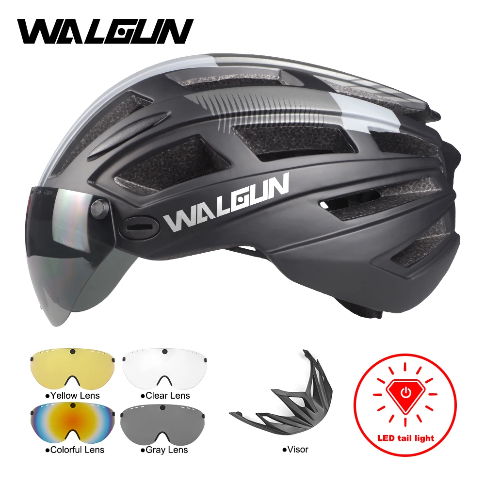WALGUN WG983 LED Light Bicycle Helmet Road Bike Helmet with Goggles Lens Visor Men Women Adult MTB Cycling Helmets Equipment L
WALGUN WG983 LED Light Bicycle Helmet Road Bike Helmet with Goggles Lens Visor Men Women Adult MTB Cycling Helmets Equipment L