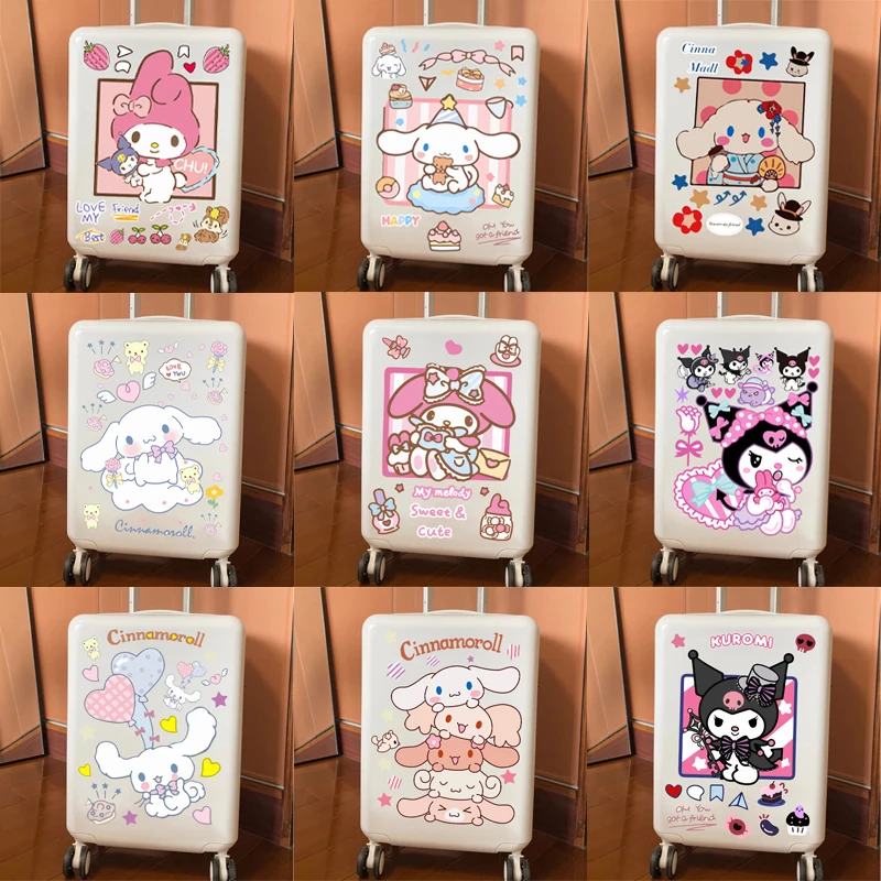 

Sanrios Cinnamoroll Kuromi Kawaii Аниме периферийные наклейки для багажа мультяшная Большая водонепроницаемая тележка декоративные наклейки