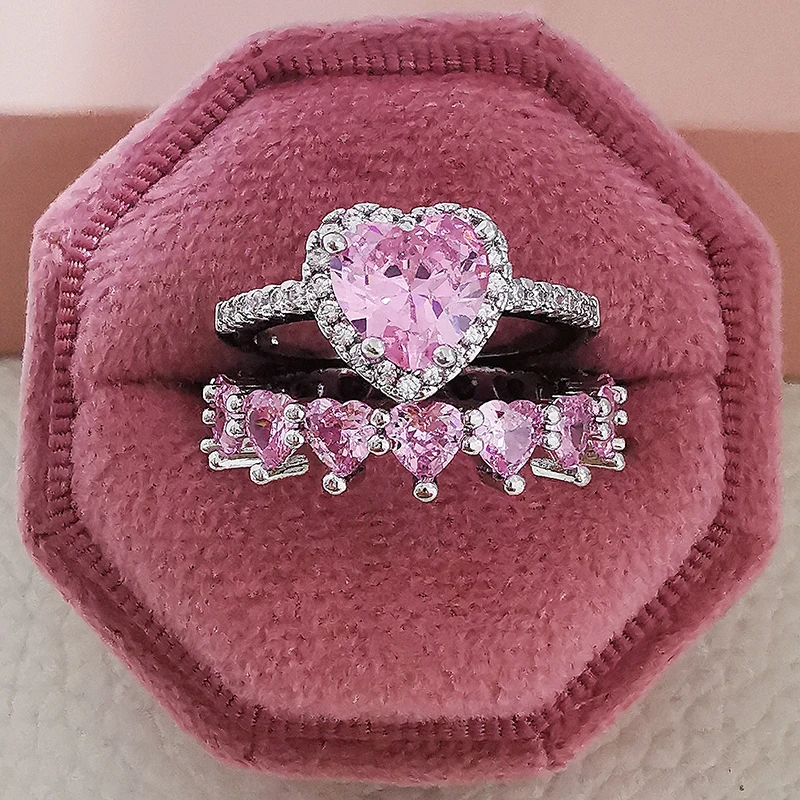 2022 New Trendy Heart Original silver color bride Wedding Ring Set For Women Lady Anniversary Gift Jewelry Wholesale R5690-PINK
2022 New Trendy Heart Original silver color bride Wedding Ring Set For Women Lady Anniversary Gift Jewelry Wholesale R5690-PINK