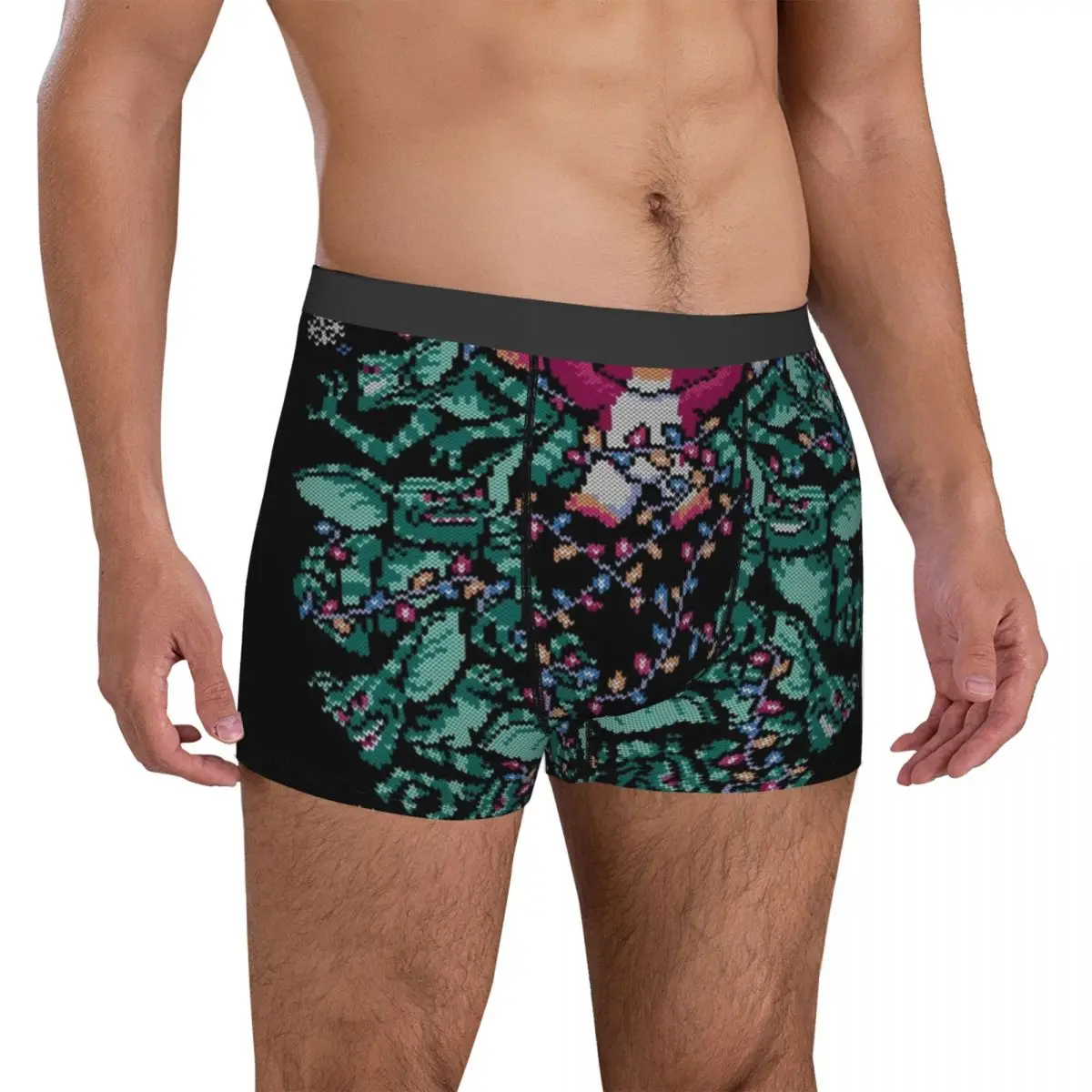 

Gremlins Underwear We Wish You a Gremlin Christmas Plain Panties Printing Boxer Brief Pouch Men Large Size Boxershorts