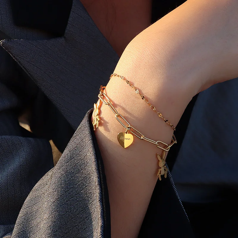 Rabbit Love Bracelet Simple Personality Overlay Pendant Bracelet Women's Double Layer Chain Lovely Party Decoration Holiday Girl
Rabbit Love Bracelet Simple Personality Overlay Pendant Bracelet Women's Double Layer Chain Lovely Party Decoration Holiday Girl