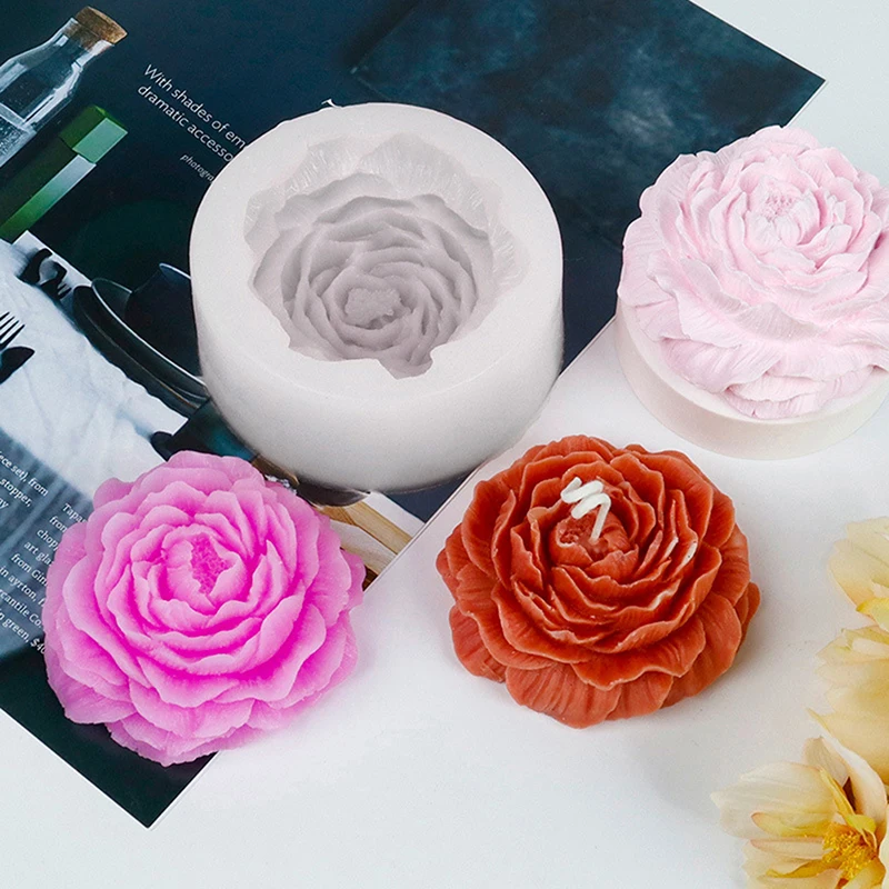 

Peony Flower Candle Silicone Mold for Wedding Party Dinner Candle Making DIY Handmade Scented Candles Soap Crafts Baking Molds