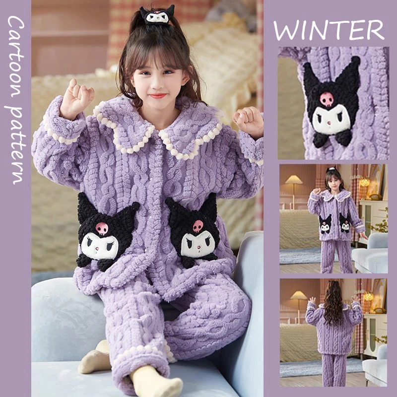 Пижама Kuromi Cinnamoroll Melody из кораллового флиса, аниме мультфильм Sanrio, зимняя теплая Толстая Пижама, студенческий комплект для родителей и детей
Пижама Kuromi Cinnamoroll Melody из кораллового флиса, аниме мультфильм Sanrio, зимняя теплая Толстая Пижама, студенческий комплект для родителей и детей