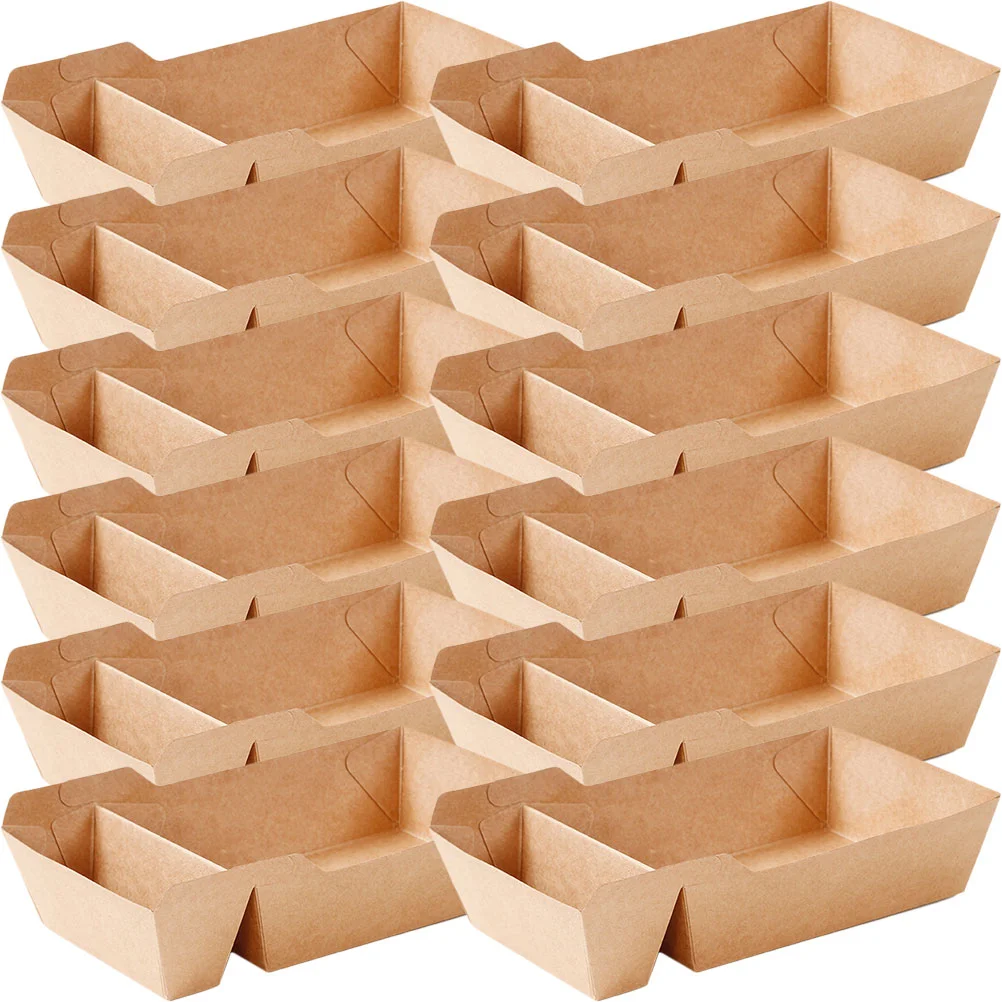 

50 Pcs Candy Container Kraft Paper Snack Box Party Bowl Disposable Packing Holder Takeout Containers Case Bags Cup