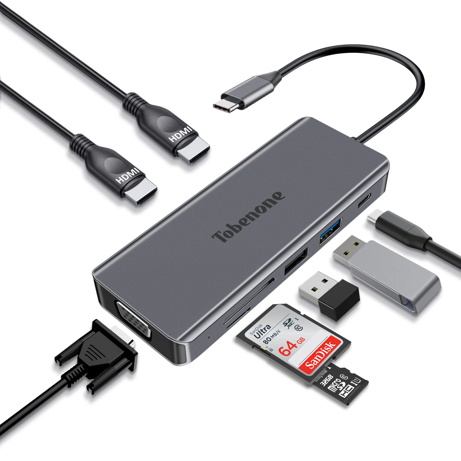 Tobenone USB C HUB 4K 30Hz Dual HDMI Laptop Docking Station Dual Monitor Tpye C 9 in 1 4K HDMI VGA DP USB3.0 HUB for PC Windows
Tobenone USB C HUB 4K 30Hz Dual HDMI Laptop Docking Station Dual Monitor Tpye C 9 in 1 4K HDMI VGA DP USB3.0 HUB for PC Windows