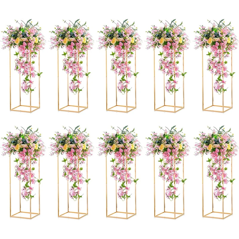 

2 Pcs Crystal Flower Stand Wedding Centerpieces for Tables, 21.7in/55cm Tall Elegant Metal Flower Arrangement Stand, Tabletop Me