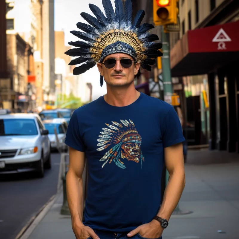 Summer Indian head print cotton short-sleeved loose casual half-sleeved round neck all-match thin shoulder top
Summer Indian head print cotton short-sleeved loose casual half-sleeved round neck all-match thin shoulder top