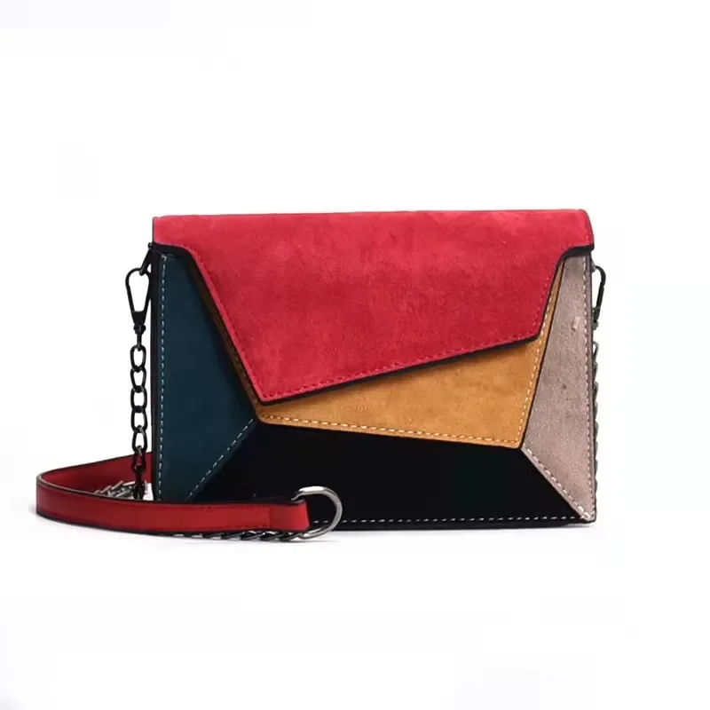 

Retro Matte Patchwork Crossbody Bags for Women small Chains Strap Shoulder Bag Lady Small Flap criss-cross Bag