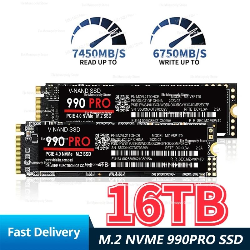 

Высокоскоростной твердотельный накопитель 2023 8 ТБ SSD 990PRO NVME PCIe 4,0 NVMe 4,0 M.2 2280 1TB 2 ТБ 4TB SSD Внутренний твердотельный жесткий диск для ноутбука ПК PS4