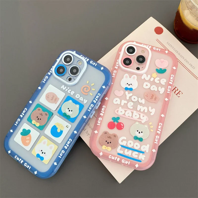 Korea Cartoon Bear Rabbit Cute Flowers Clear Phone Case For iPhone 13 12 11 Pro Max X XR XS Max Shockproof Lovely Soft Cover
Korea Cartoon Bear Rabbit Cute Flowers Clear Phone Case For iPhone 13 12 11 Pro Max X XR XS Max Shockproof Lovely Soft Cover