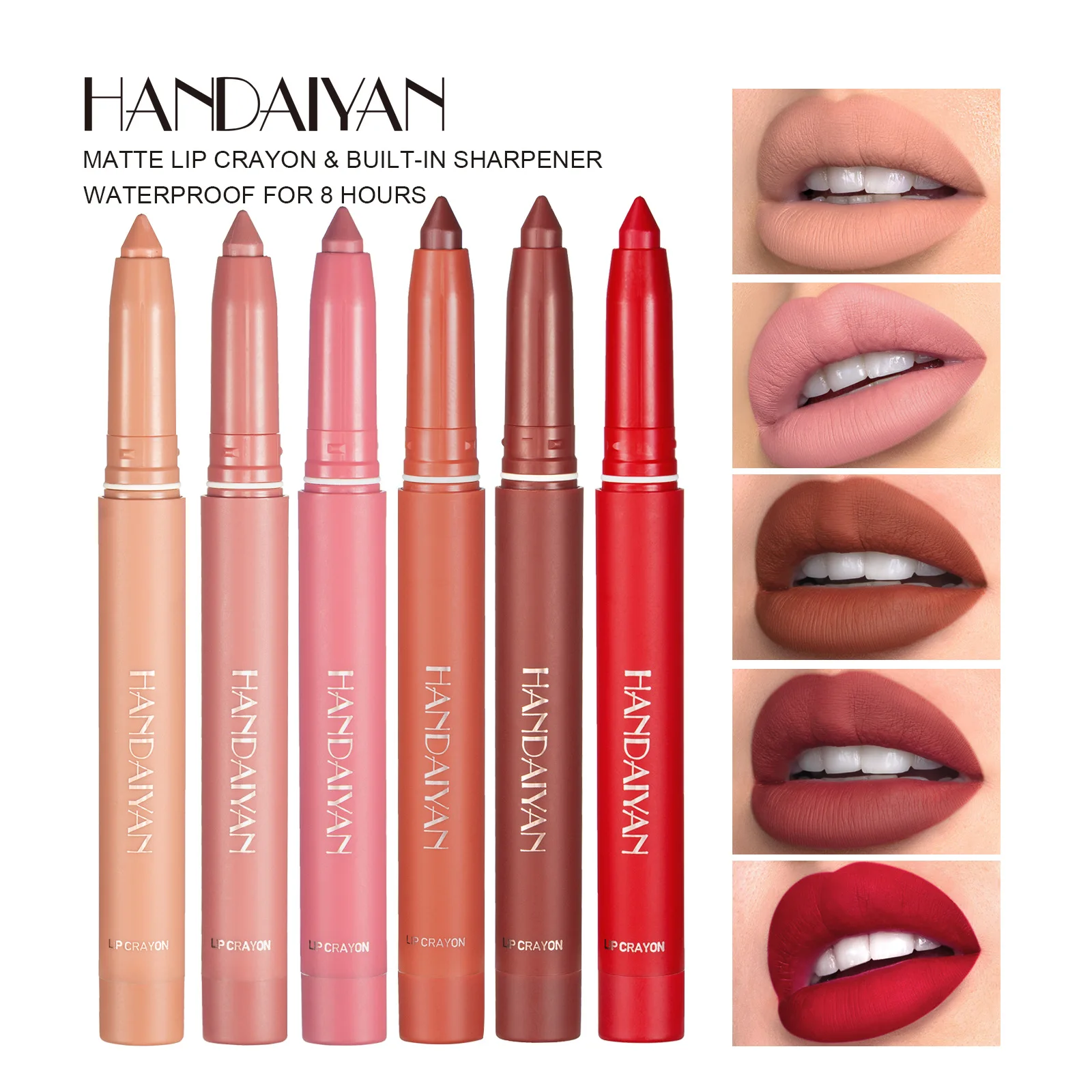 

Matte Nude Lipstick Lip Liner 2 in 1 Long Wearing Waterproof Lip Ink Crayon Built-in Sharpener Professional Makeup for Women