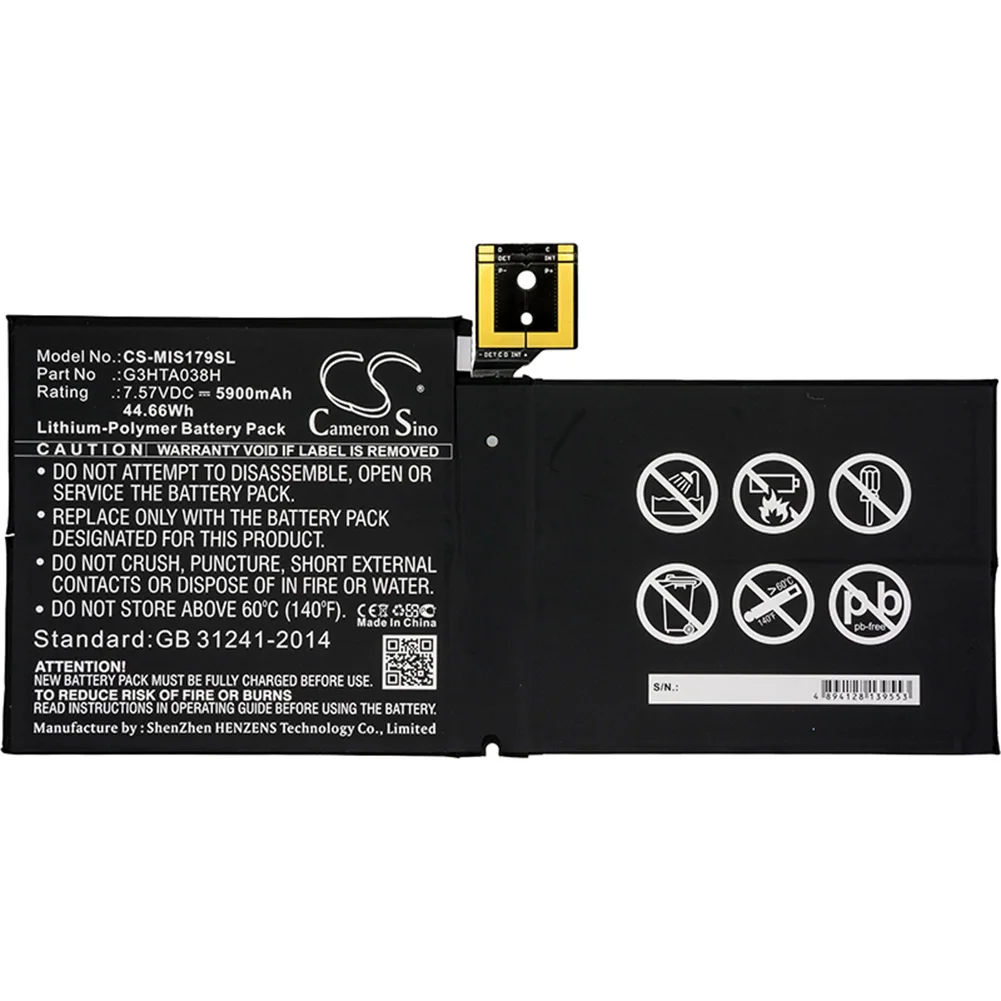 Generic 5900mA Battery for Microsoft Surface Pro 5,Surface Pro 5 1796 DYNM02, G3HTA038H
Generic 5900mA Battery for Microsoft Surface Pro 5,Surface Pro 5 1796 DYNM02, G3HTA038H