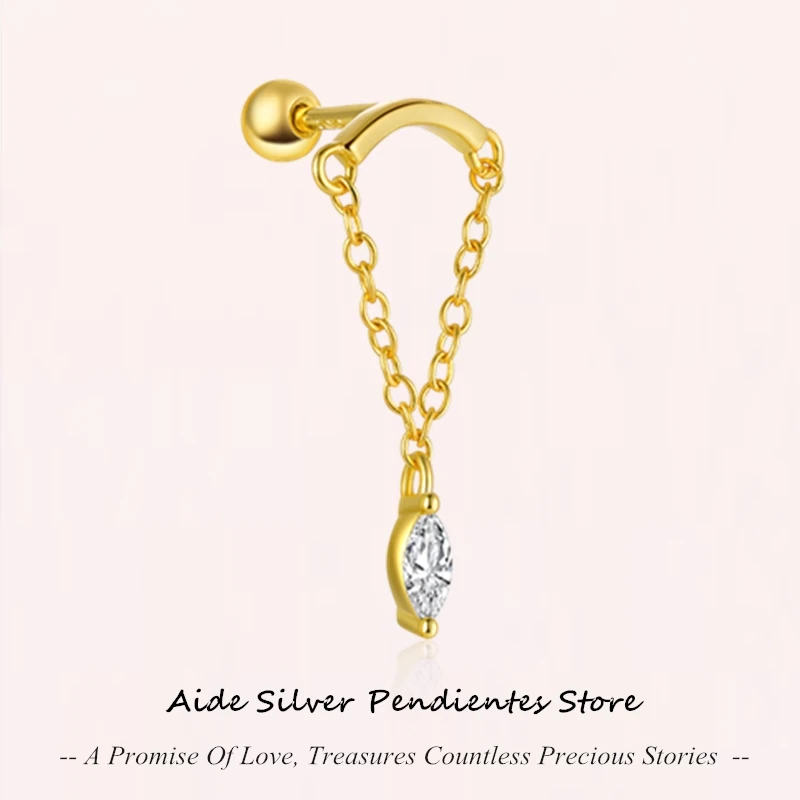 AIDE 925 Sterling Silver Ear Studs Curved Chain Marquise Zircon Pendant Earring 1PCS Cartilage Piercing Party Jewelry Gift Hot
AIDE 925 Sterling Silver Ear Studs Curved Chain Marquise Zircon Pendant Earring 1PCS Cartilage Piercing Party Jewelry Gift Hot
