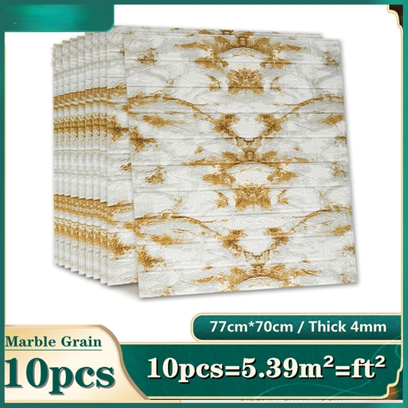 77x70cm 3D Wall Sticker 10pcs Imitate Brick Wall Stickers Self-Adhesive Marble Pattern Wallpaper for Living Room Bedroom TV Wall
77x70cm 3D Wall Sticker 10pcs Imitate Brick Wall Stickers Self-Adhesive Marble Pattern Wallpaper for Living Room Bedroom TV Wall
