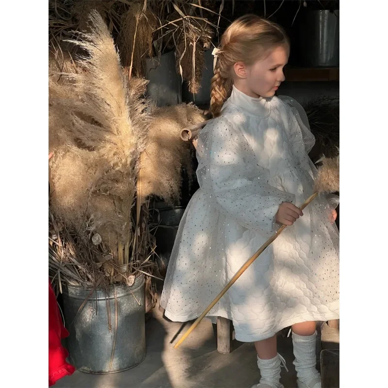 Милое платье принцессы для девочек, модель 2023 года, милое зимнее теплое однотонное Сетчатое платье с длинным рукавом для девочек на день рождения 
Милое платье принцессы для девочек, модель 2023 года, милое зимнее теплое однотонное Сетчатое платье с длинным рукавом для девочек на день рождения