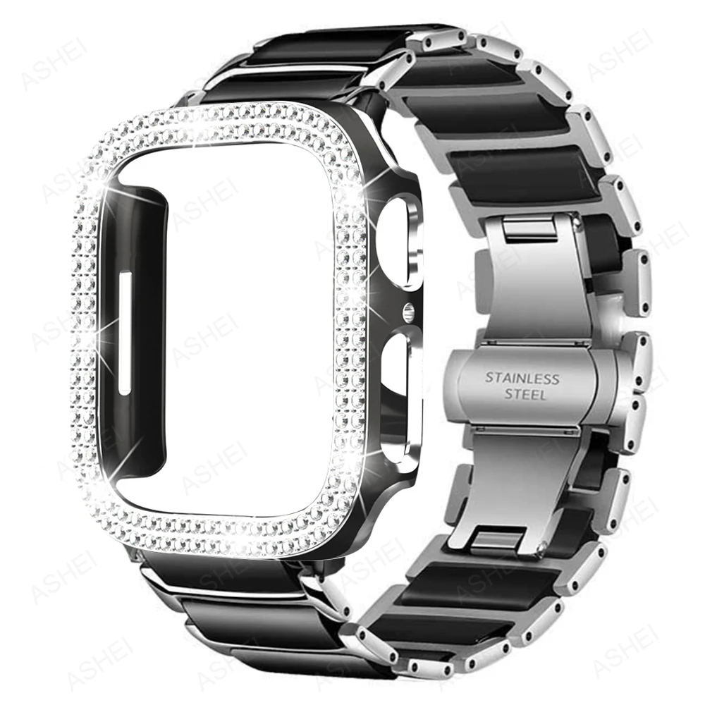 2set for apple watch 7 6 se band case 41mm 40mm 45mm 44mm for iwatch 4 5 apple watch ceramic Metal band bling case bumper cover
2set for apple watch 7 6 se band case 41mm 40mm 45mm 44mm for iwatch 4 5 apple watch ceramic Metal band bling case bumper cover