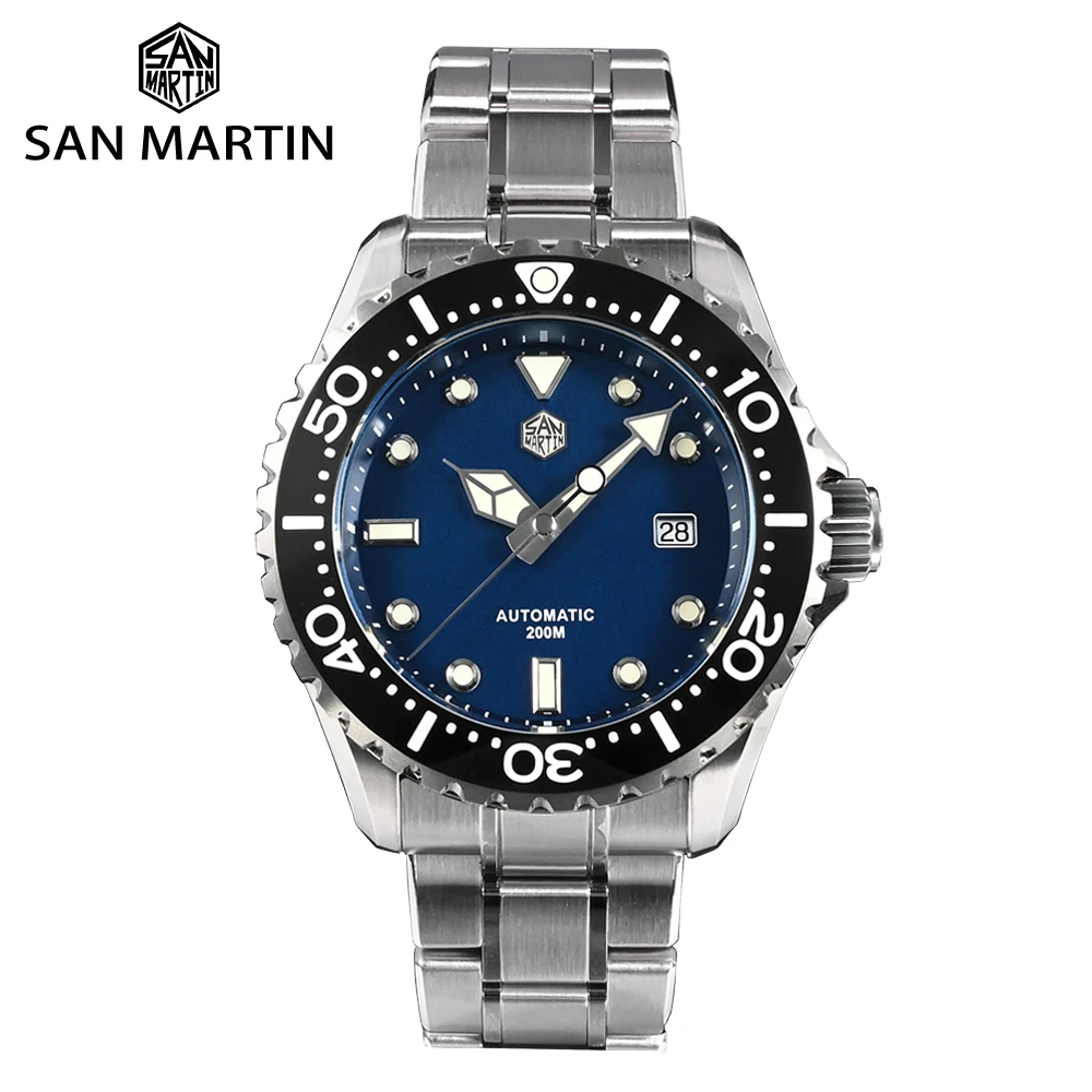 San Martin Men Diver Watch 44mm Luxury Classic Stainless steel PT5000 Automatic Mechanical Watches Sapphire Date 20Bar Lumed 
San Martin Men Diver Watch 44mm Luxury Classic Stainless steel PT5000 Automatic Mechanical Watches Sapphire Date 20Bar Lumed