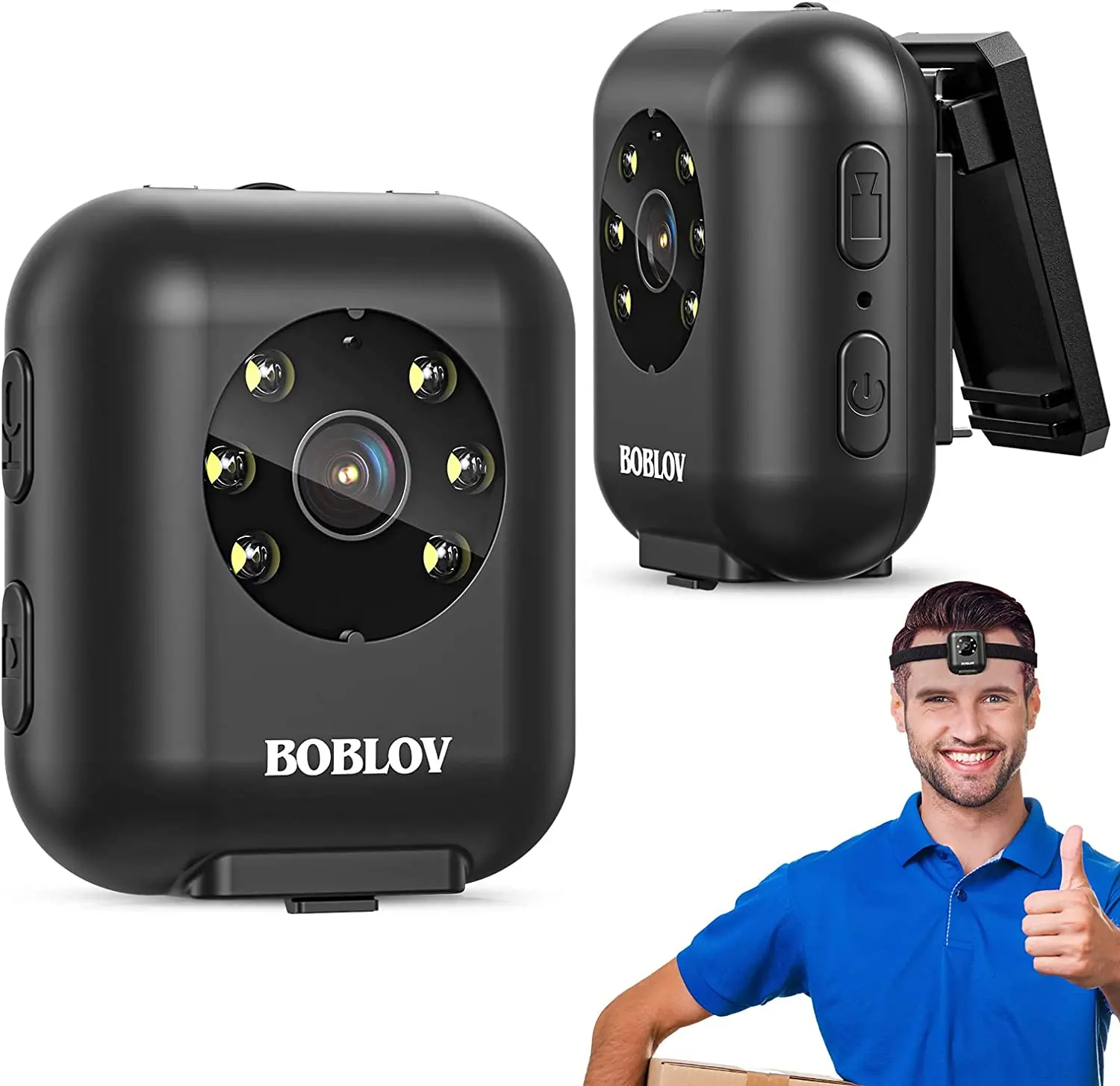 

BOBLOV W4 Mini Body Worn Camera, 64GB 1080P Video Camera Battery 5hours Video Shooting Bodycam Police Head Mounted Cam