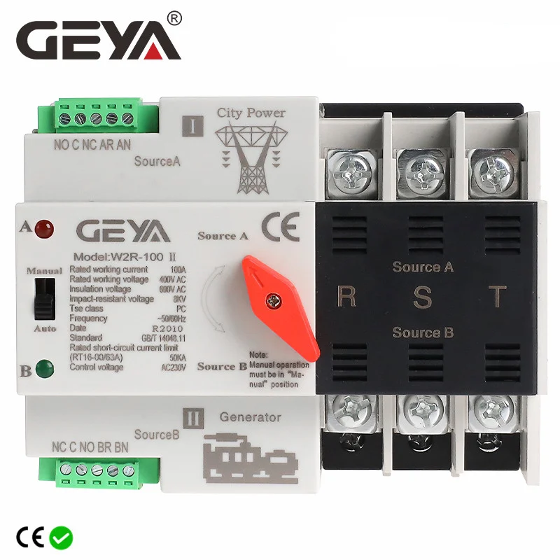 Free Shipping GEYA W2R-3P Din Rail Mounted Automatic Transfer Switch Three Phase ATS 63A 100A Power Transfer Switch
Free Shipping GEYA W2R-3P Din Rail Mounted Automatic Transfer Switch Three Phase ATS 63A 100A Power Transfer Switch