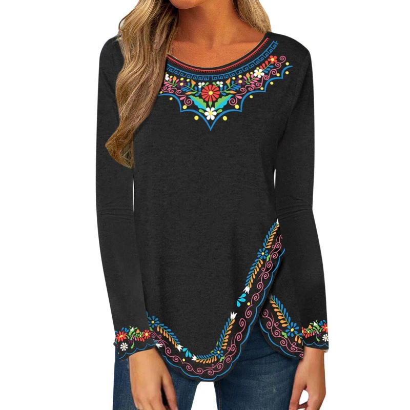 Women's Top Fashion T-Shirt Autumn Winter Pullover Ladies Tops Long Sleeve Vintage Printing Tee Shirts Female
Women's Top Fashion T-Shirt Autumn Winter Pullover Ladies Tops Long Sleeve Vintage Printing Tee Shirts Female
