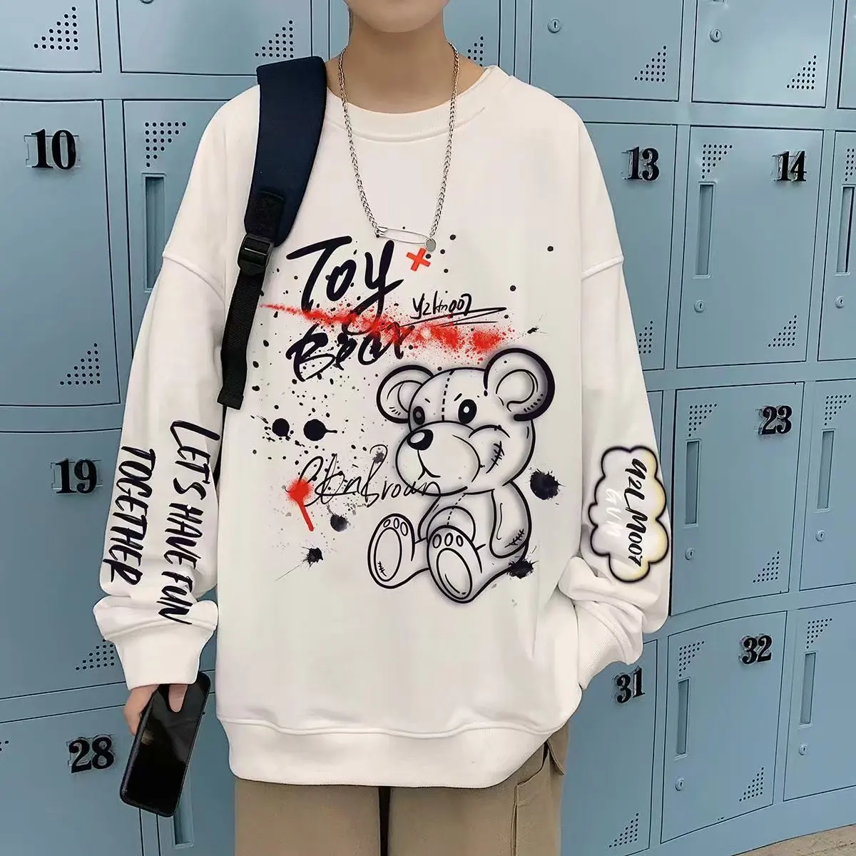 2022 Men's Pullover Loose Thin Sweater Youth Korean Bear Print Round Neck T-shirt Bottomed Shirt Autumn Top Sweatshirt 5XL
2022 Men's Pullover Loose Thin Sweater Youth Korean Bear Print Round Neck T-shirt Bottomed Shirt Autumn Top Sweatshirt 5XL