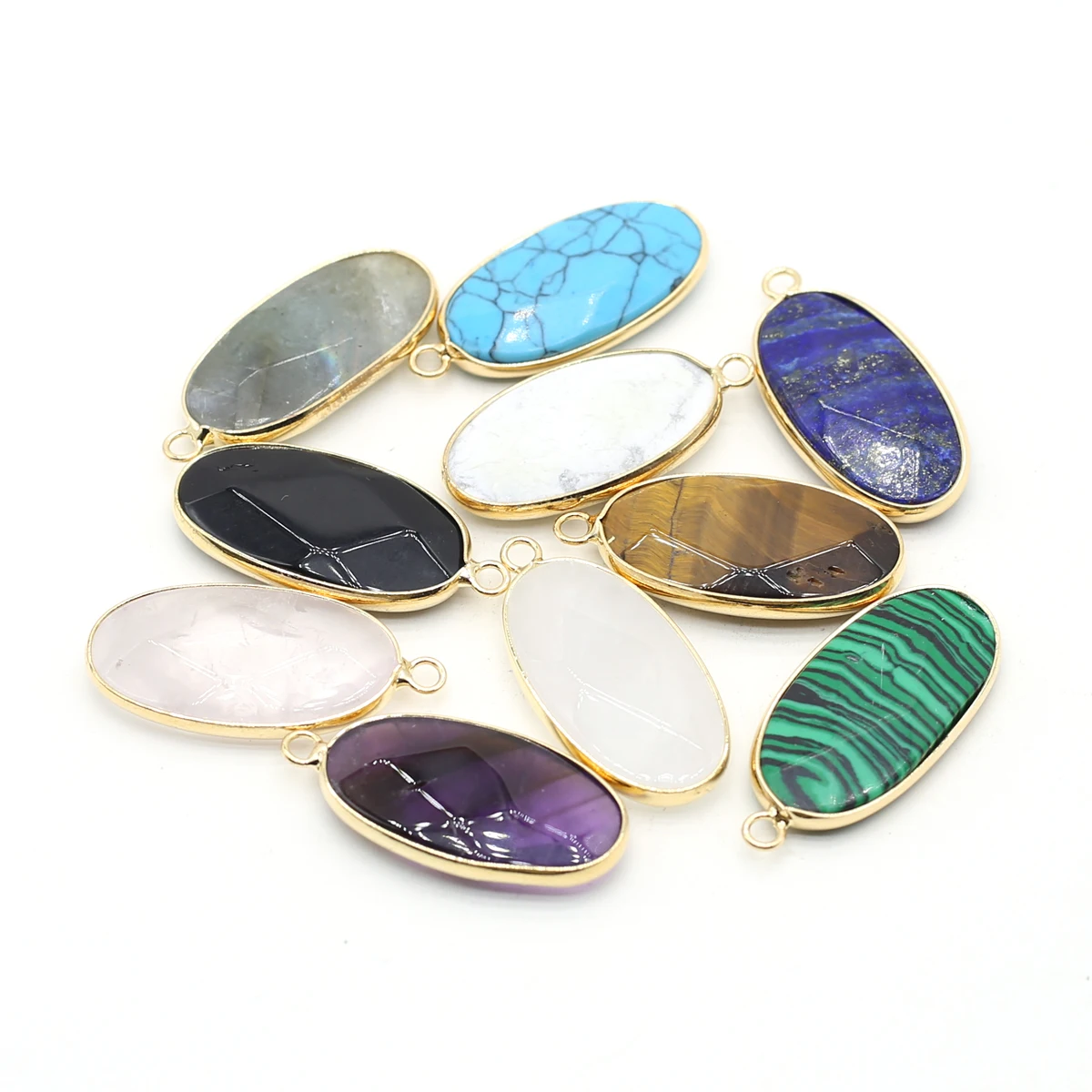 Natural Stone Pendant Oval Lapis Lazuli Malachite Amethyst Tiger Eye Flash Agate Turquoise Charms for Jewelry Making DIY 16x35mm
Natural Stone Pendant Oval Lapis Lazuli Malachite Amethyst Tiger Eye Flash Agate Turquoise Charms for Jewelry Making DIY 16x35mm