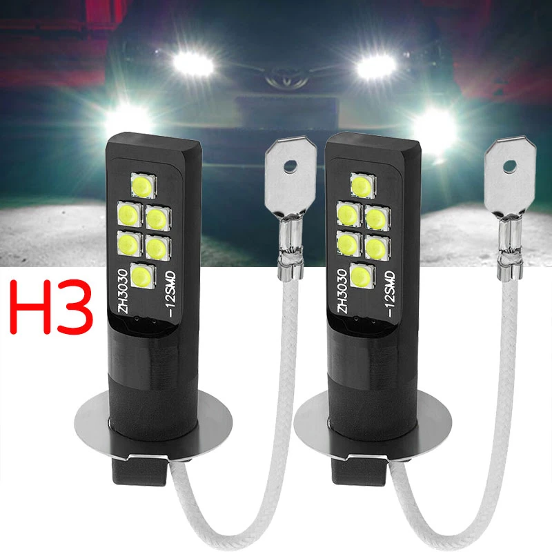 2 Pcs H3 3030 12SMD LED Fog Light Bulb Lights H3 Universal Fog Light High Bright LED Bulb Car Lamp 6000K White DC 12V Light Bulb
2 Pcs H3 3030 12SMD LED Fog Light Bulb Lights H3 Universal Fog Light High Bright LED Bulb Car Lamp 6000K White DC 12V Light Bulb