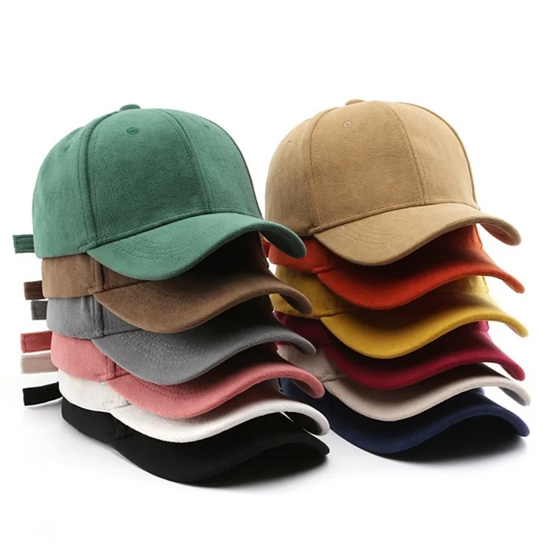 

Adult solid suede sports hat Women casual cotton baseball caps Adjustable fitted trucker caps Hip hop hats gorros