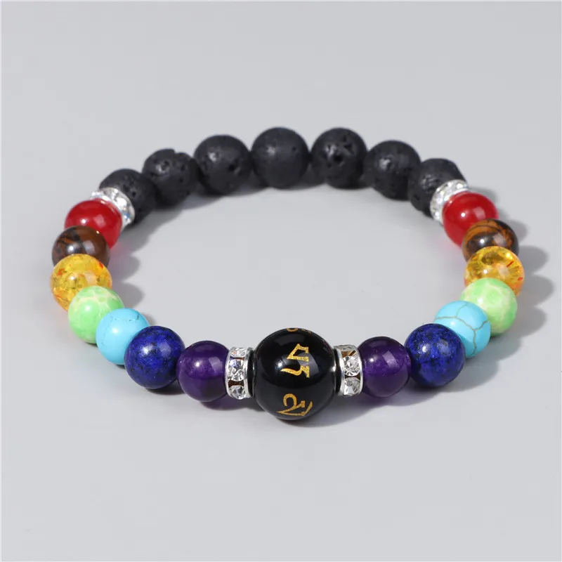 

Reiki 7 Chakra Healing Beads Bracelet Natural Stone Buddha Balance Bracelets 8mm Lava Volcanic Beaded Charm Bracelet Men Women