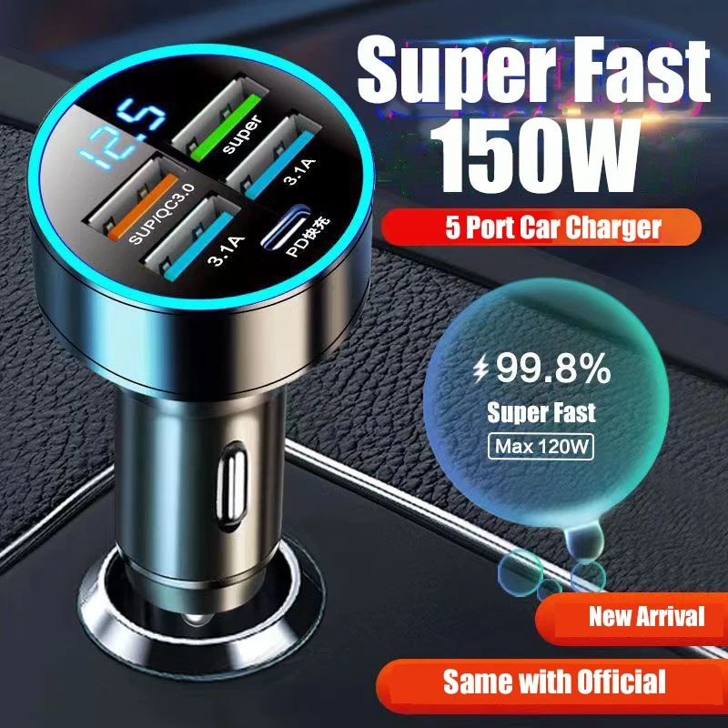 Car Charger 150W 4 USB Type C PD Fast Charging for iPhone 14 Pro Max 13 12 11 Mini XS Huawei Xiaomi OPPO Oneplus Mobile Phone
Car Charger 150W 4 USB Type C PD Fast Charging for iPhone 14 Pro Max 13 12 11 Mini XS Huawei Xiaomi OPPO Oneplus Mobile Phone