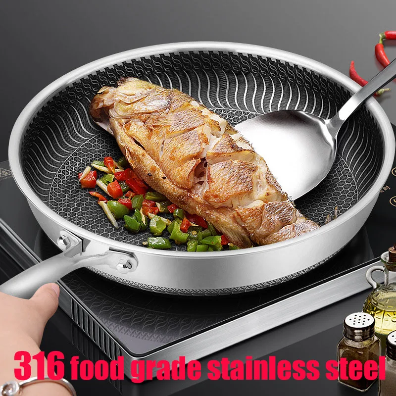 New Pan Double-sided Pan Frying 316 Quality Kitchen Universal Supplies Cooker Induction Stainless Frying Non-stick High Steel 
New Pan Double-sided Pan Frying 316 Quality Kitchen Universal Supplies Cooker Induction Stainless Frying Non-stick High Steel