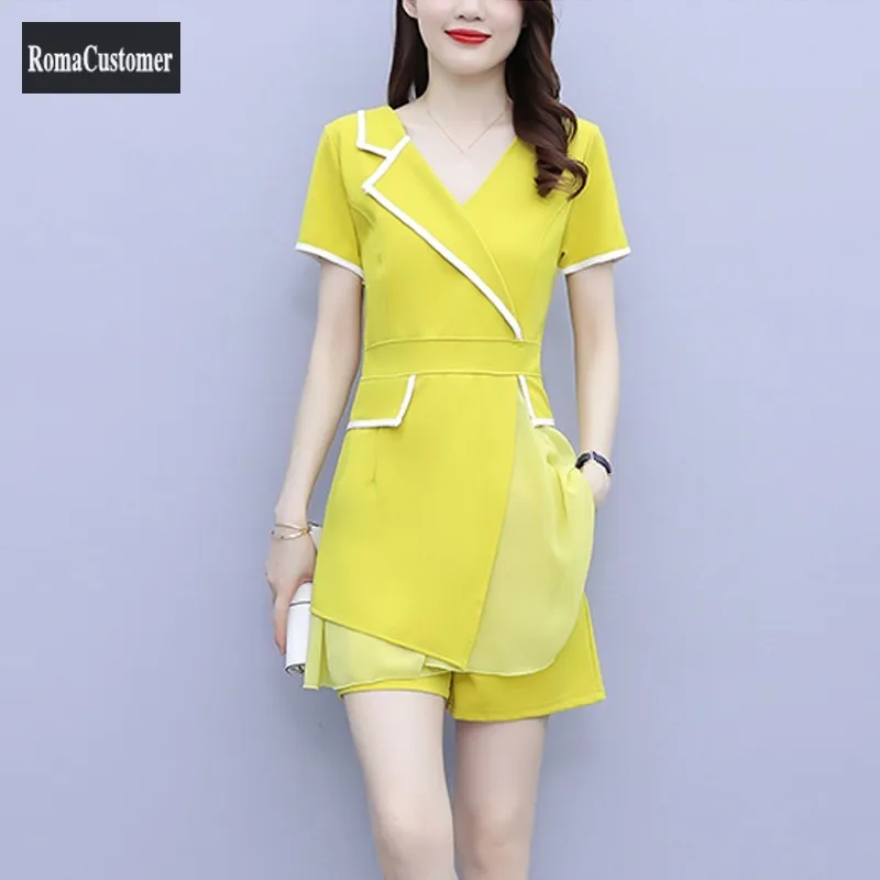 Large Size Womens Summer New Casual Fashion Sets Slim All-Match Short Sleeve Korean Version Blouse Female Shorts Two Piece Set
Large Size Womens Summer New Casual Fashion Sets Slim All-Match Short Sleeve Korean Version Blouse Female Shorts Two Piece Set
