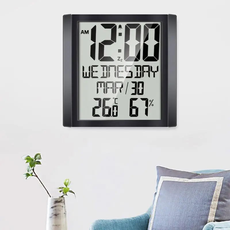 Wall Clock Large Digital Display Day Calendar Indoor Thermometer Hygrometer Table Desk Stand & Wall Hanging
Wall Clock Large Digital Display Day Calendar Indoor Thermometer Hygrometer Table Desk Stand & Wall Hanging