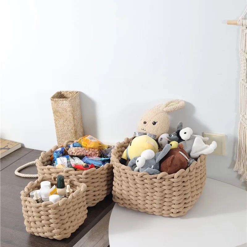 Cutelife Nordic Cotton Rope Woven Small Storage Basket White Kitchen Folding Picnic Baskets Home Decorative Toy Organizer Basket 
Cutelife Nordic Cotton Rope Woven Small Storage Basket White Kitchen Folding Picnic Baskets Home Decorative Toy Organizer Basket