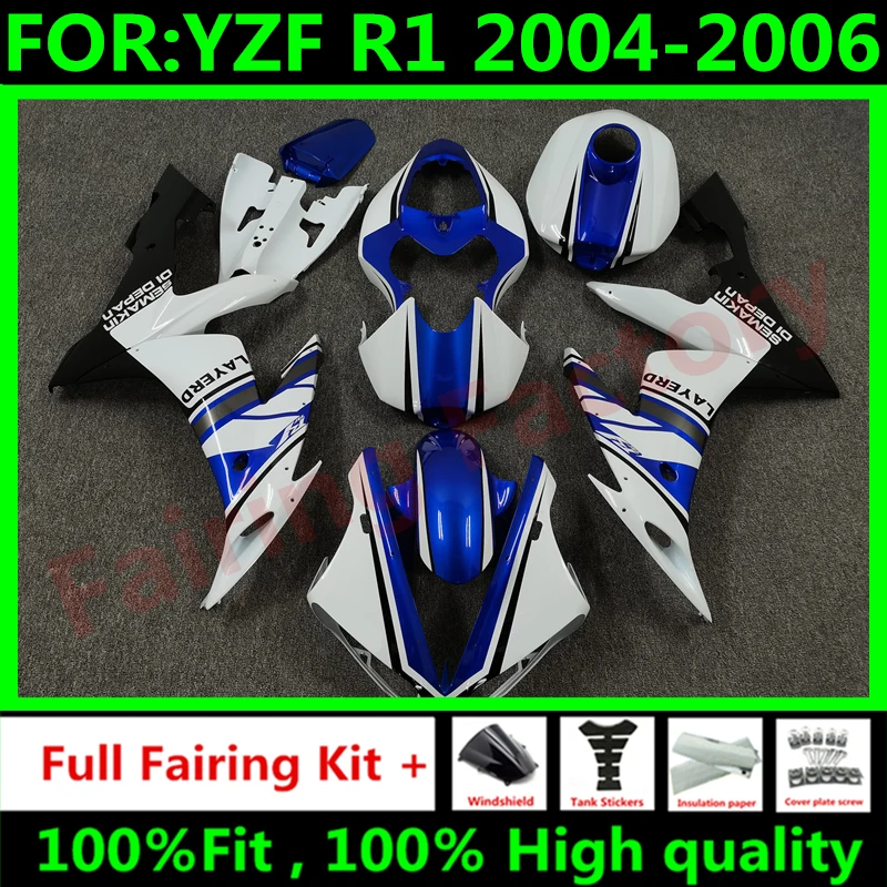 Новый комплект обтекателей для мотоцикла ABS, подходит для YZF R1 2004 2005 2006 YFZ-R1 04 05 06, комплект обтекателей кузова, синий, белый
Новый комплект обтекателей для мотоцикла ABS, подходит для YZF R1 2004 2005 2006 YFZ-R1 04 05 06, комплект обтекателей кузова, синий, белый