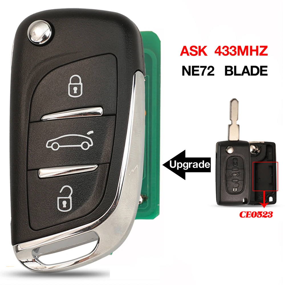 jingyuqin 3 Buttons ASK 433MHZ ID46 Chip Upgrade Remote Folding Flip Car Key For Peugeot 607 2004-2010 With NE72 Blade CE0523
jingyuqin 3 Buttons ASK 433MHZ ID46 Chip Upgrade Remote Folding Flip Car Key For Peugeot 607 2004-2010 With NE72 Blade CE0523
